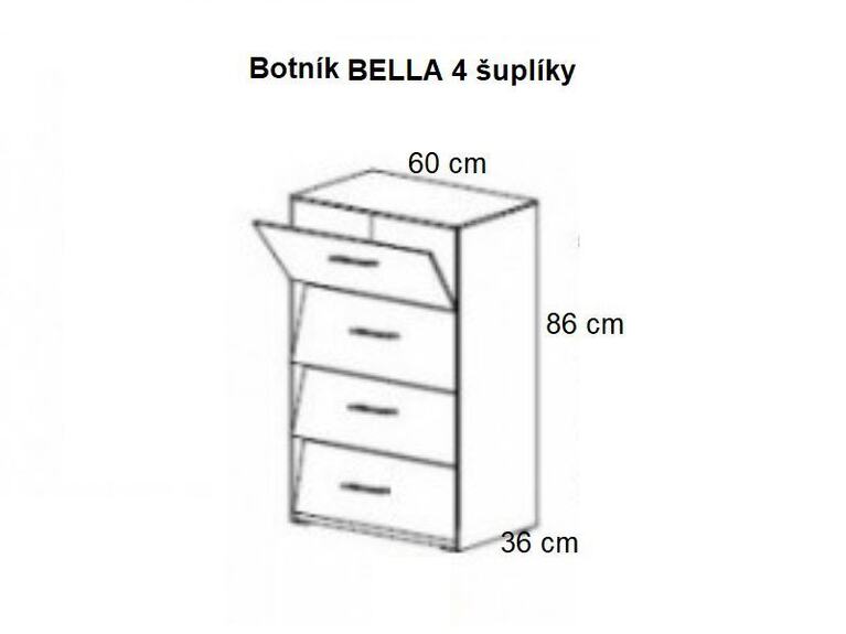 Botník BELLA 1-4 výklopy