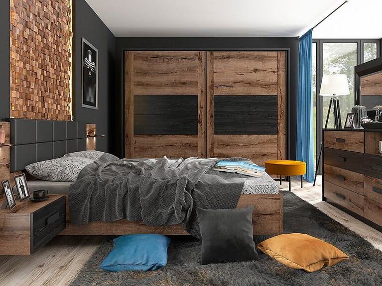 Postel KASSEL LOZ/160/B dub monastery/dub černý