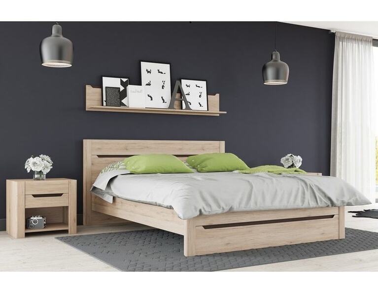 Postel 140 DESJO 50 - bez roštu a matrace, dub san remo / hnědá