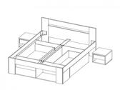 Postel 140 MILO 08 +2 noční stolky, úlož. prostor-bez roštu a matrace, dub sonoma 3D