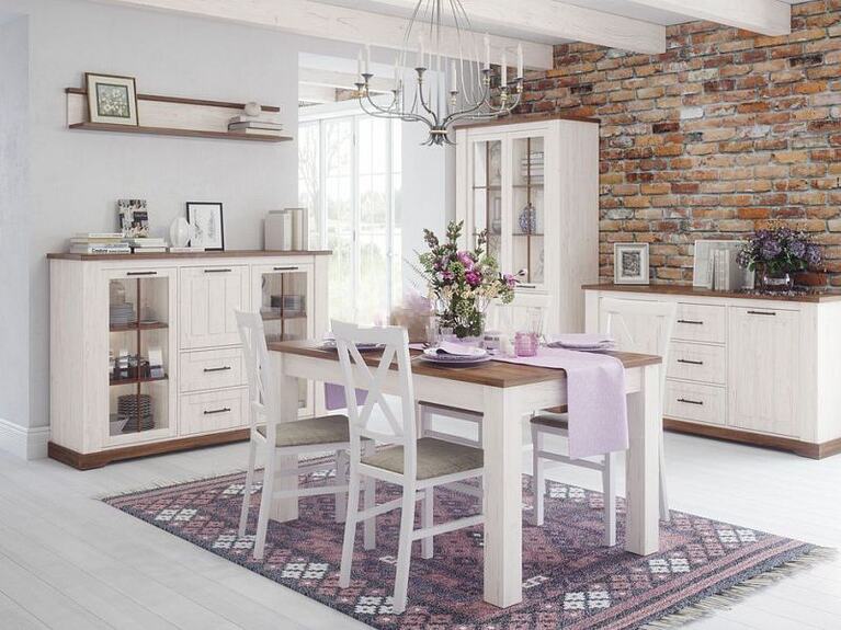 Vitríná široká vysoká PROVANCE 12 - 2dvířková dub stirling/borovice andersen