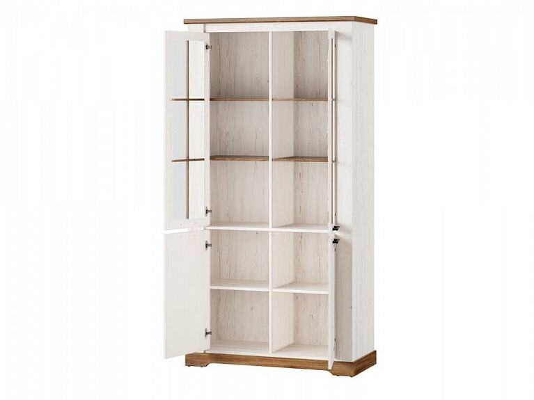 Vitríná široká vysoká PROVANCE 12 - 2dvířková dub stirling/borovice andersen