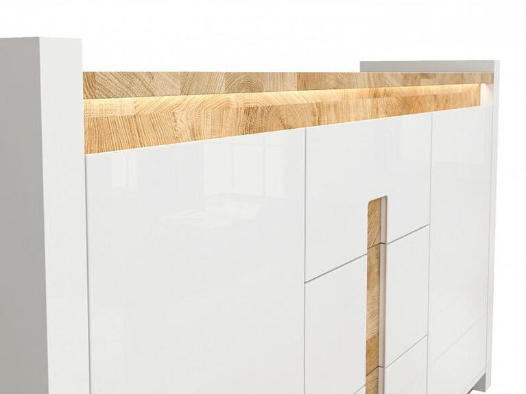 Komoda ALAMEDA KOM2D3S bílý lesk/dub westminster