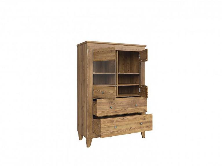 Vitrína BERGEN REG2W2S modřín sibiu zlatý