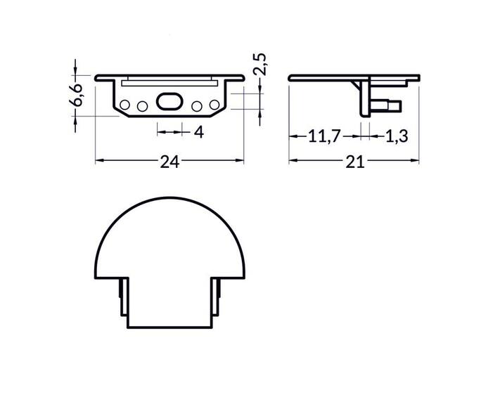 Koncovka WIRELI GROOVE10 stříbrná půlkulatá, pár