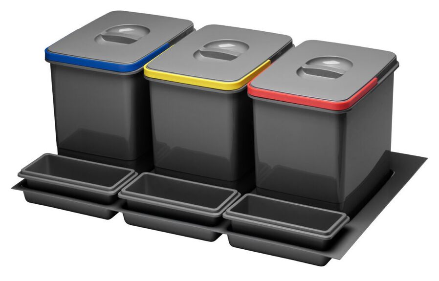 Odpadkový koš do šuplíku 800, 3x15 l, K80 - antracit