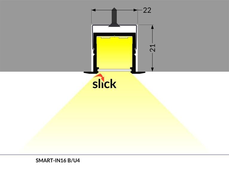 Profil WIRELI SMART-IN16 BC3/U4 stříbrný elox, 2m (metráž)