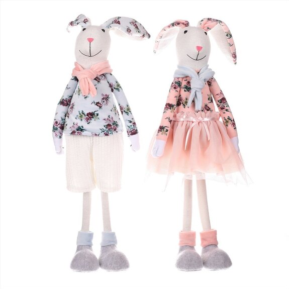 Zajíc a zaječice stojící, látková dekorace. Mix 2 druhů ZM9002