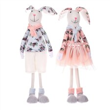 Zajíc a zaječice stojící, látková dekorace. Mix 2 druhů ZM9002