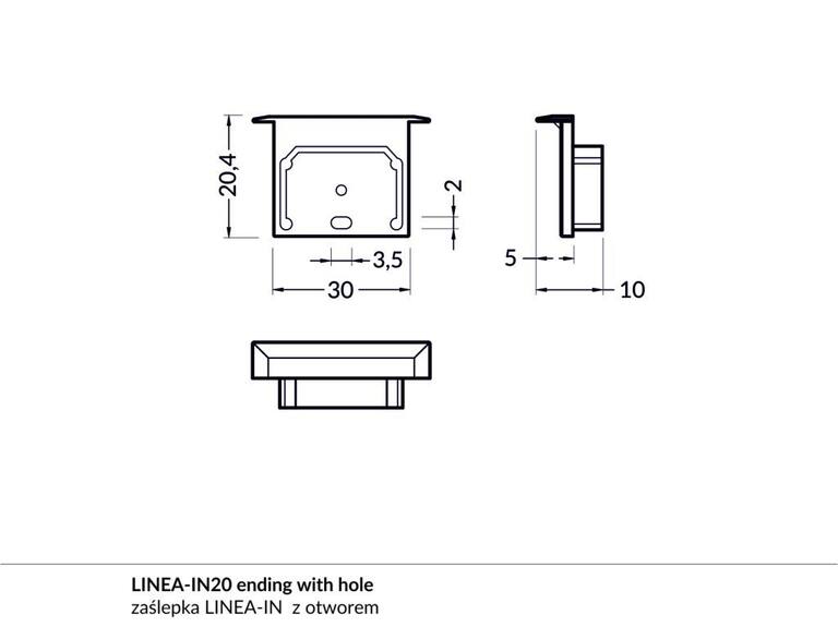Koncovka WIRELI LINEA-IN20 šedá s otvorem, pár