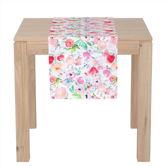 Běhoun, pivoňky v růžových barvách,  40x150cm, 100%polyester.