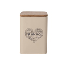 Dóza plech/dřevo 9,5x9,5x14 cm Kakao SRDCE