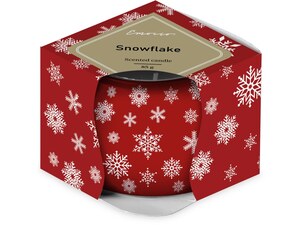 Emocio Sklo Dekor 70x62 mm Magic Snowing červeno-bílá, vonná svíčka