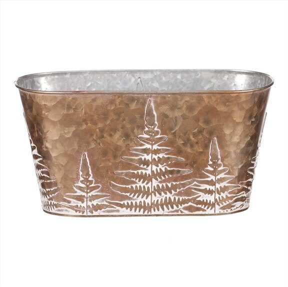 Truhlík z kovu na květiny s kapradím OK6365