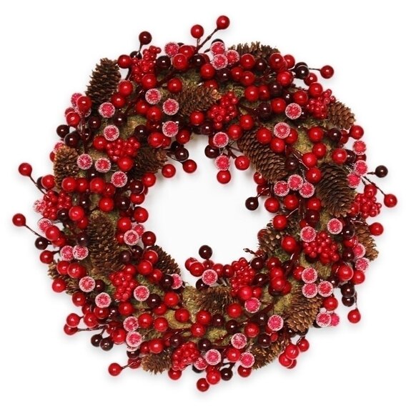 Věnec jeřabina pvc pr.34cm červená