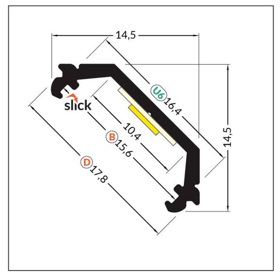 Profil WIRELI QUARTER10 BD/U6 hliník anoda, 2m (metráž)