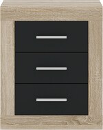 SARA - Noční stolek kom 3S, lamino Dub sonoma/ grafitová (Sara kom 3s- 1BALÍK)(UG) (K150)N