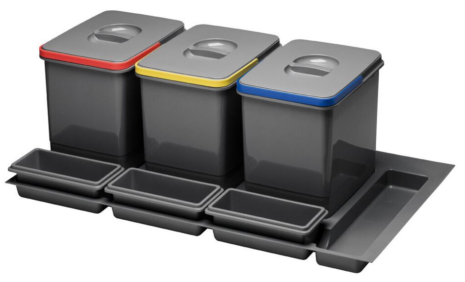 Odpadkový koš do šuplíku 900, 3x15 l, K90 - antracit