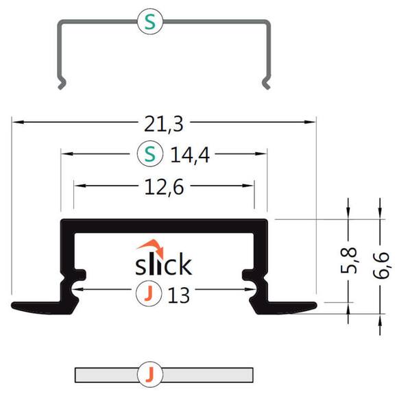 Profil WIRELI BEGTIN J/S hliník surový, 2m (metráž)