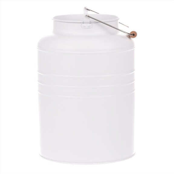 Váza kovová, bílá barva.