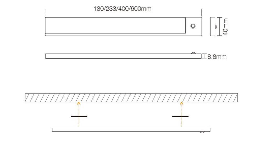 LED svítidlo MANA 3,5W 270lm 1500mAh 400x40x8,8mm bílá neutrální