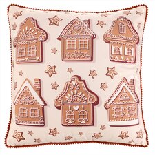 Polštář - motiv s domky, sametový, 45 x 45 cm