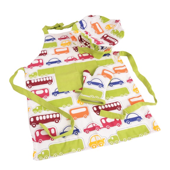 Zástěra bavlna dětská+chňapka+čepice Kluk