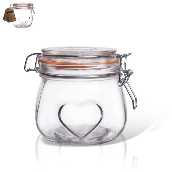 Dóza sklo/kov klip patent Bela srdce 0,5 l