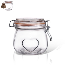 Dóza sklo/kov klip patent Bela srdce 0,5 l