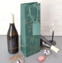 Taška papír dárková na víno hvězda 12x9x36 cm zelená