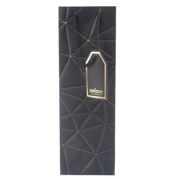 Taška papír dárková na víno mřížka 12x9x36 cm černá