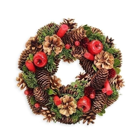 Věnec šišky/pvc 26cm červená