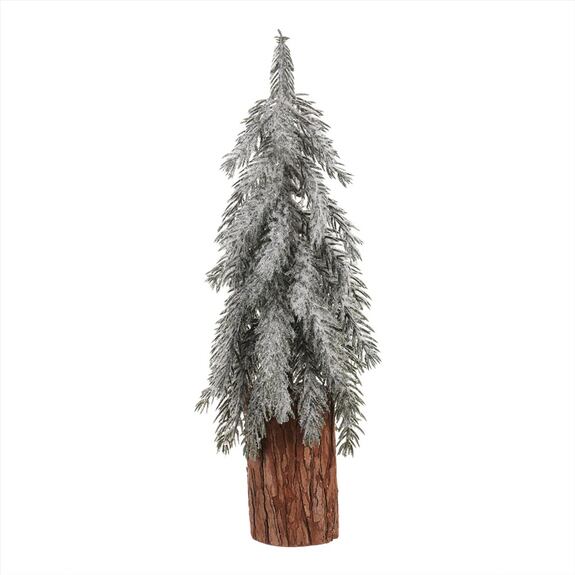 Vánoční mini stromek na špalku - umělý, výška 44 cm, zasněžený