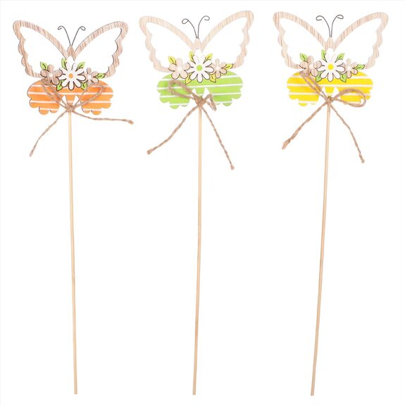 Motýl na zápichu, mix 3 barev VEL7130