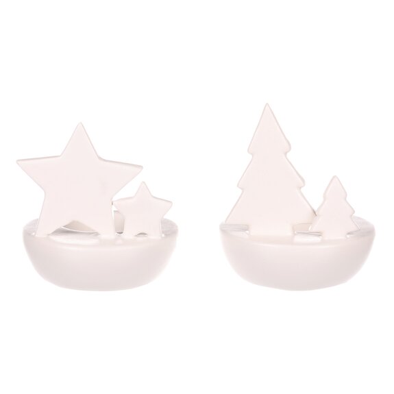 Svícen porcelánový, na čajovou svíčku. Mix 4 druhů.