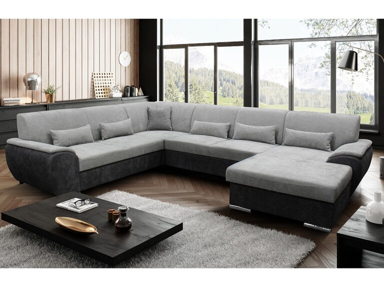 ASCONA sedací souprava do U, pravá, světle šedá/tmavě šedá