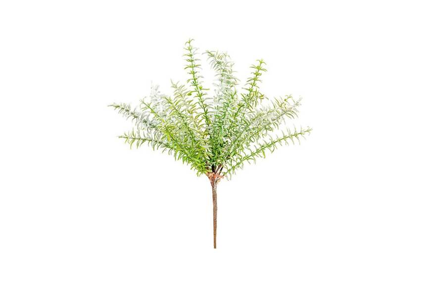 Větvička zelená ojíněná, umělá dekorace KUM3261