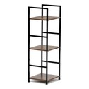Regál, 3 police, dekor staré dřevo, MDF, černý lak