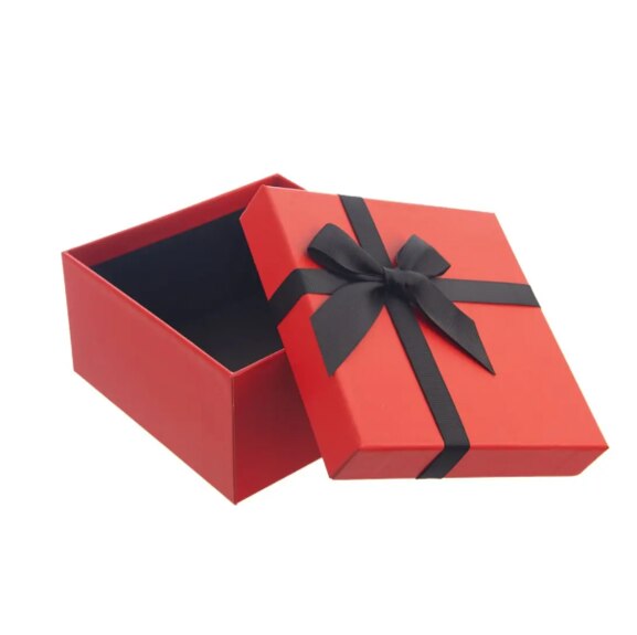Krabice papír dárková 15,5x15,5x8 cm červená
