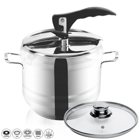 Hrnec tlakový nerez Profi 5 l skleněná poklice
