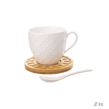 Hrnek porc.+podšálek+lžička WHITELINE 0,25 l, 2 ks