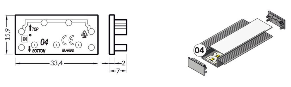 Koncovka WIRELI VARIO30-04 šedá, pár