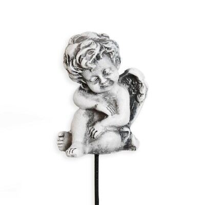 Anděl zápich polyresin 4x17cm šedá