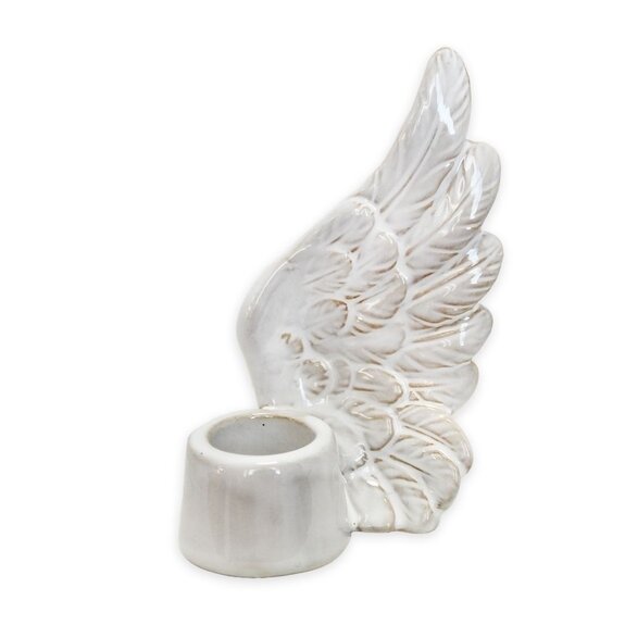 Křídlo svícen porcelán V10,5cm bílá