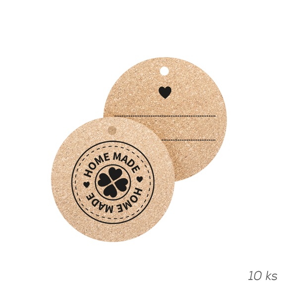 Visačky korek HOME MADE kulaté prázdné 10 ks