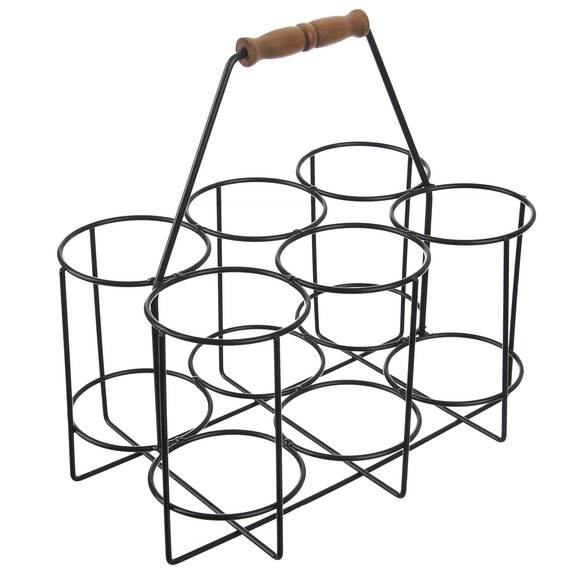 Stojan na láhve/sklenice kov/dřevo RADKA 6 pozic