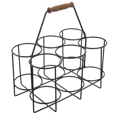 Stojan na láhve/sklenice kov/dřevo RADKA 6 pozic