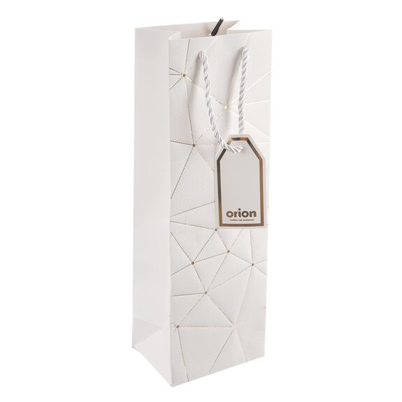 Taška papír dárková na víno mřížka 12x9x36 cm bílá