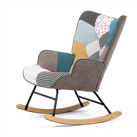 Křeslo houpací AK-374 PW2 potah patchwork látka