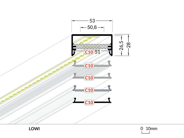 Profil WIRELI LOWI PH/ černý lak, 2m (metráž)